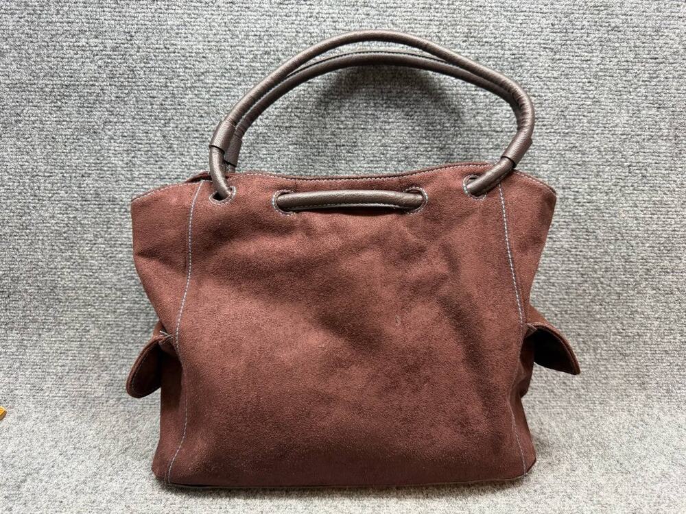 Estee Lauder Brown Suede Handbag Tote Blue Lining New
